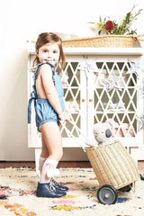 Capri Blue Ruffle Back Romper for Babies & Kids - 3 Years - 45-Degree Angle