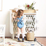 Capri Blue Ruffle Back Romper for Babies & Kids - 3 Years - Close-Up Angle
