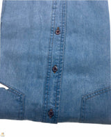 Denim Long Sleeve Jean Shirt Buttoned Front Casual Soft Top 100% COTTON - XL - 45-Degree Angle