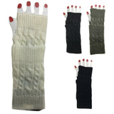 Womens Fingerless Arm Warmers Knitted 20cm Short Gloves Winter - Random Colour - Close-Up Angle