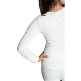 Womens Thermal Cotton Long Sleeve Spencer Tops Long Sleeve Underwear in Beige - 18-20 - Top-Down View