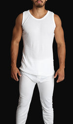 Mens THERMAL Merino Wool Blend Singlet Top Sleeveless Warm Underwear - Natural - Large, image 4