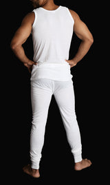 Mens THERMAL Merino Wool Blend Singlet Top Sleeveless Warm Underwear - Natural - XX-Large - Rear View