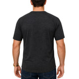 Mens Merino Wool Blend Thermal Top Short Sleeve Base Layer Warm - Black - L - Top-Down View