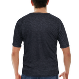 Mens Merino Wool Blend Thermal Top Short Sleeve Base Layer Warm - Black - L