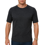 Mens Merino Wool Blend Thermal Top Short Sleeve Base Layer Warm - Black - M - Front View