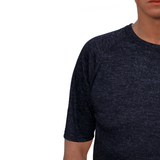 Mens Merino Wool Blend Short Sleeve Thermal Top Underwear Thermals Base Layer - Black - S - Top-Down View