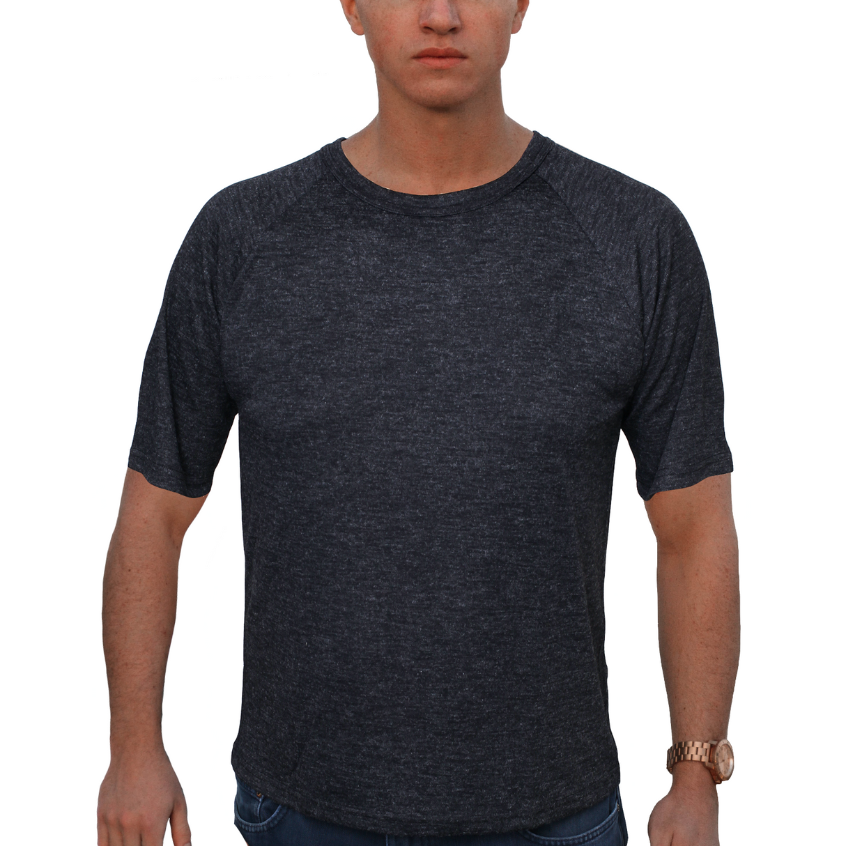Mens Merino Wool Blend Thermal Top Short Sleeve Base Layer Warm - Black - XL
