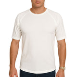 Mens Merino Wool Blend Thermal Top Short Sleeve Base Layer Warm - Natural - L - Front View
