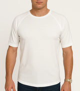 Mens Merino Wool Blend Thermal Top Short Sleeve Base Layer Warm - Natural - L - Rear View