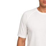 Mens Merino Wool Blend Thermal Top Short Sleeve Base Layer Warm - Natural - XL - 45-Degree Angle