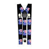 Customizable Elastic Suspenders with Australian Flag Design for Weddings and Formal Occasions