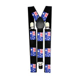 Customizable Elastic Suspenders with Australian Flag Design for Weddings and Formal Occasions - Top-Down View