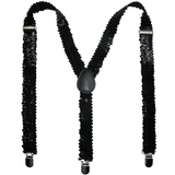Elegant Black Sequin Adjustable Clip-On Suspenders for Men and Women - Formal Braces - Front View