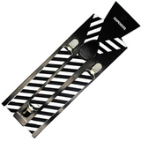 Men's Stretchy Y-Back Suspenders with Durable Clips - Classic Black & White Stripes for Formal Occasions - Front View