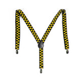 Men's Black and Yellow Checkered Adjustable Clip-On Suspenders - Slim Fit for Formal Occasions