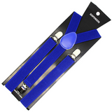 Versatile Clip-On Blue Suspenders for Men & Women - Stylish Slim Design for Weddings - Front View