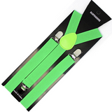Dark Green Clip-On Suspenders - Adjustable Slim Fit Braces for Unisex Weddings and Formal Occasions - Front View