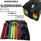 Dark Green Clip-On Suspenders - Adjustable Slim Fit Braces for Unisex Weddings and Formal Occasions - Side View