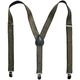 Mens Suspenders Braces Adjustable Strong Clip On Elastic Formal Wedding Slim - Gold (Glitter) - Front View