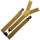 Mens Suspenders Braces Adjustable Strong Clip On Elastic Formal Wedding Slim - Gold (Glitter) - Side View