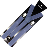 Chic Grey Elastic Suspenders for Unisex - Adjustable Slim Fit Braces for Formal Occasions - Front View