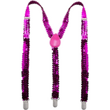 Vibrant Hot Pink Sequin Clip-On Suspenders for Men and Women - Slim Fit for Formal Occasions - Front View
