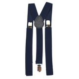Navy Blue Clip-On Elastic Suspenders for Men and Women - Adjustable Formal Braces for Special Occasions - Front View