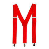 Versatile Adjustable Red Elastic Suspenders for Men and Women - Perfect for Weddings and Formal Events - Front View