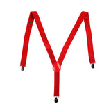 Mens Suspenders Braces Adjustable Strong Clip On Elastic Formal Wedding Slim - Red (Glitter) - Front View
