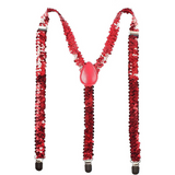Versatile Adjustable Sequin Suspenders for Any Occasion - Clip-On Elastic Braces for Men and Women - Front View