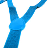 Mens Suspenders Braces Adjustable Strong Clip On Elastic Formal Wedding Slim - Sky Blue (Glitter) - Front View