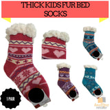 1 Pair KIDS Thick Fur Bed Socks Boys Girls Soft Work Fluffy Slippers Non Slip - 2-8 Years Old - Extra Image