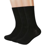 3 Pairs Bamboo Socks Unisex Premium Fiber Sock Super Soft Crew Tennis Sox - Black - 6-11 - Front View