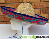 10x Mexican SOMBRERO Fancy Dress Straw Party Costume Hat Cap Spanish BULK - Side View