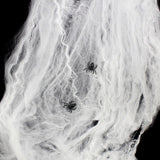 STRETCHABLE SPIDER WEB Spooky Halloween Decoration + 2 Spiders Party Decor Ghost - Side View