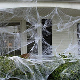 STRETCHABLE SPIDER WEB Spooky Halloween Decoration + 2 Spiders Party Decor Ghost - 45-Degree Angle