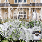 HALLOWEEN STRETCHABLE SPIDER WEB Spooky Decoration with Spiders Party Decor Ghost