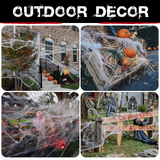 HALLOWEEN STRETCHABLE SPIDER WEB Spooky Decoration with Spiders Party Decor Ghost - Low Angle