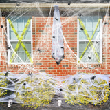 HALLOWEEN STRETCHABLE SPIDER WEB Spooky Decoration with Spiders Party Decor Ghost - Extra Image
