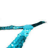 SEQUIN SUSPENDERS Unisex Adjustable Braces Clip On Elastic Y-Back  - Blue - Side View