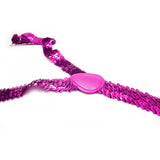 SEQUIN SUSPENDERS Unisex Adjustable Braces Clip On Elastic Y-Back  - Hot Pink - Side View