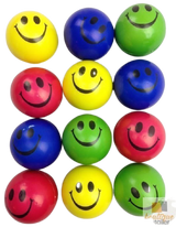 12x STRESS BALLS Hand Relief Squeeze Toy Reliever Antistress Soft Smiley MULTI - Front View