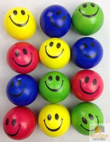 12x STRESS BALLS Hand Relief Squeeze Toy Reliever Antistress Soft Smiley MULTI - 45-Degree Angle