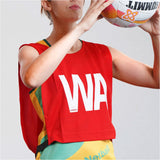 7pcs Set of Summit Netball Bibs Senior Team Pack Bulk Net Ball - Red Colour - Close-Up Angle