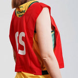 7pcs Set of Summit Netball Bibs Senior Team Pack Bulk Net Ball - Red Colour - Low Angle