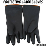Latex Gloves Rubber PPE Industrial Anti Chemical Acid Heavy Duty - Front View