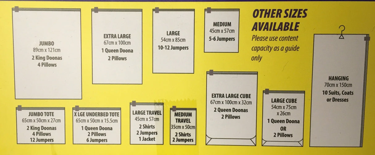 Space Vac Vacuum Storage Bag Seal Compressing Organizer Clothes - Travel 4 Pk