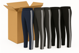 24x Pairs Mens Straight Leg Track Pants Low Pill Elastic Waist Bottoms Bulk (1 Box) - Front View