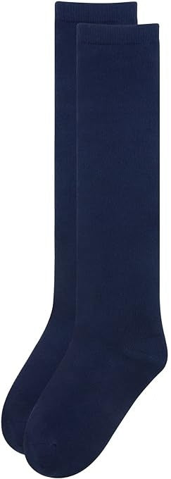 Navy Cotton Knee-High School Socks for Kids - Unisex, 1 Pair, Ages 2-8